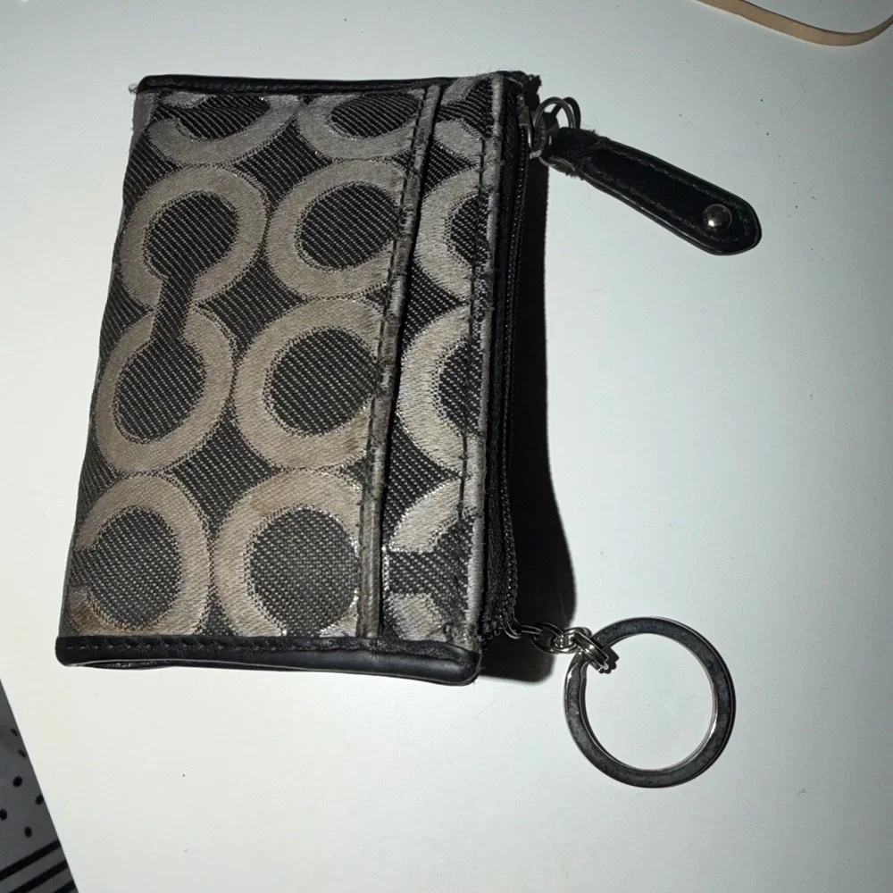 Coach Black and Gray Logo Coin Pouch
